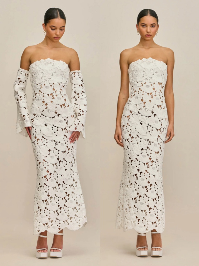 Cult Gaia Kaylina White Strapless Crochet Lace Maxi Dress Size 12 New! With Tags
